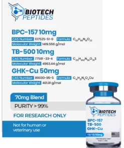 BPC-157 TB-500 GHK-Cu Blend 70mg research peptide vial for laboratory scientific research