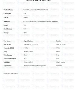 CJC-1295 and Ipamorelin Blend 10mg research peptide vial for laboratory scientific research
