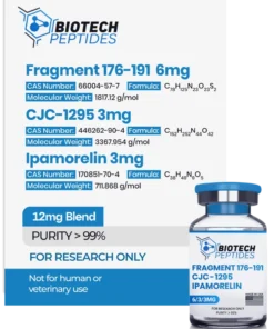 Fragment 176-191 CJC-1295 Ipamorelin Blend 12mg research peptide vial for laboratory scientific research
