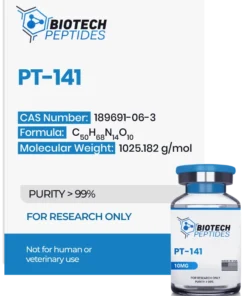 PT-141 Bremelanotide 10mg research peptide vial for laboratory scientific research