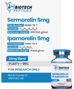 Sermorelin and Ipamorelin Blend 10mg research peptide vial for laboratory scientific research
