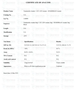 Tesamorelin CJC-1295 Mod GRF 1-29 Ipamorelin Blend 12mg research peptide vial for laboratory research