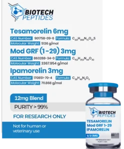 Tesamorelin CJC-1295 Mod GRF 1-29 Ipamorelin Blend 12mg research peptide vial for laboratory research
